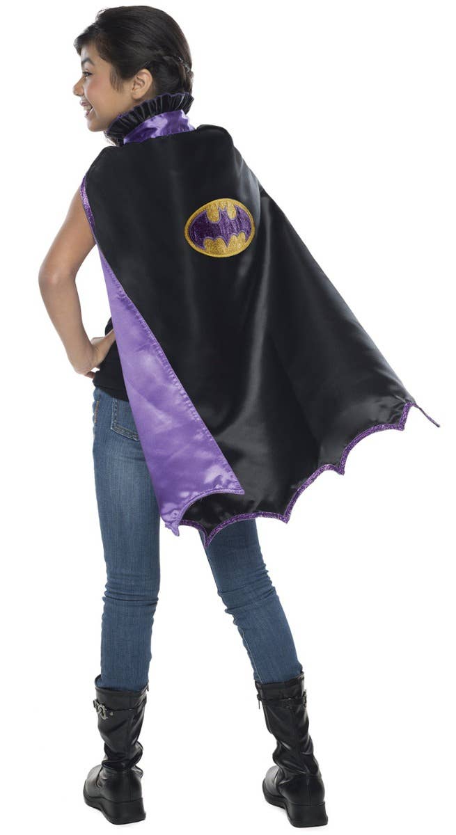 Girls Black and Purple Batgirl Officially Licensed Superhero Costume Cape Accessory Main Image