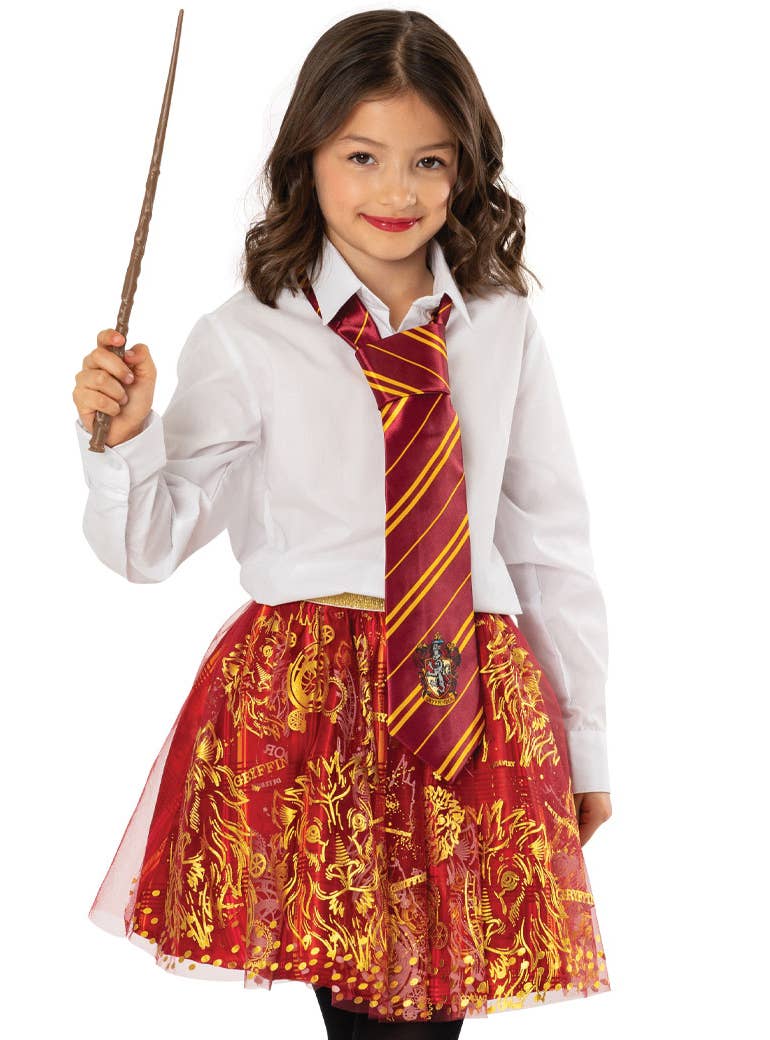 Girls Red Gryffindor Harry Potter Costume Skirt - Close Image