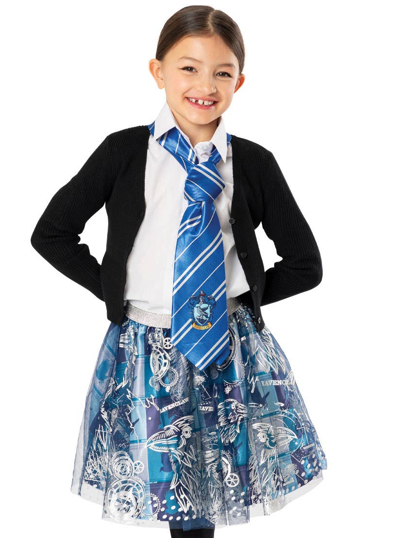 Girls Blue Ravenclaw Harry Potter Costume Skirt - Close Image