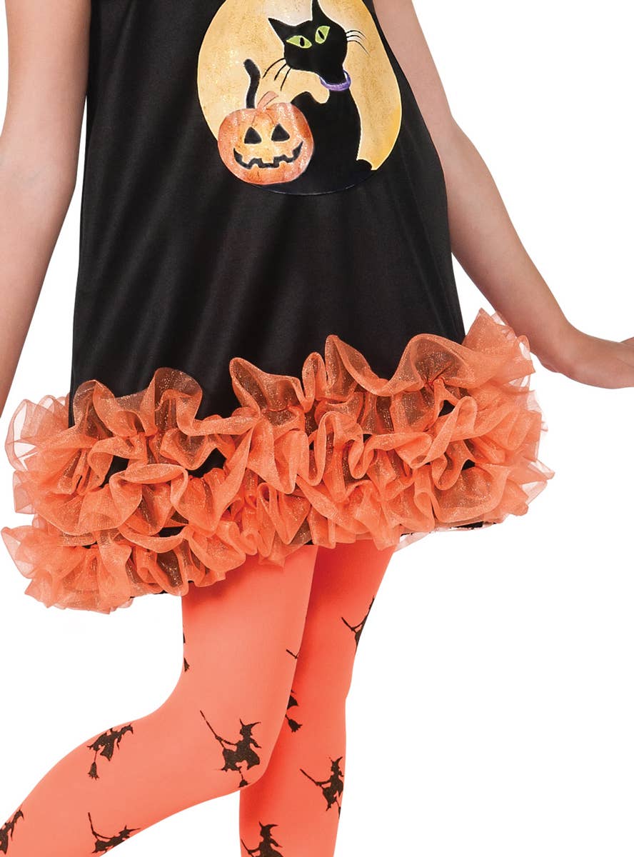 Moonlit Toddler Girls Cute Orange Witch Halloween Costume - Close Up 2