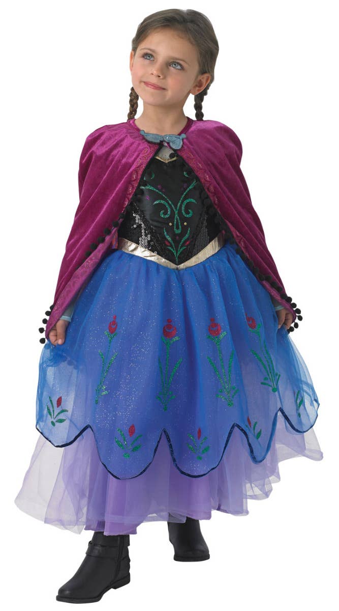 Disney Dress Up Anna Frozen Girls Deluxe Glitter Movie Book Week Costume - Main Image