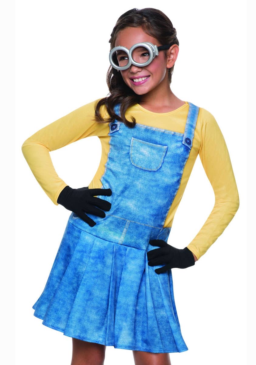 Girls Minion Movie Yellow Minion Fancy Dress Costume Close Image