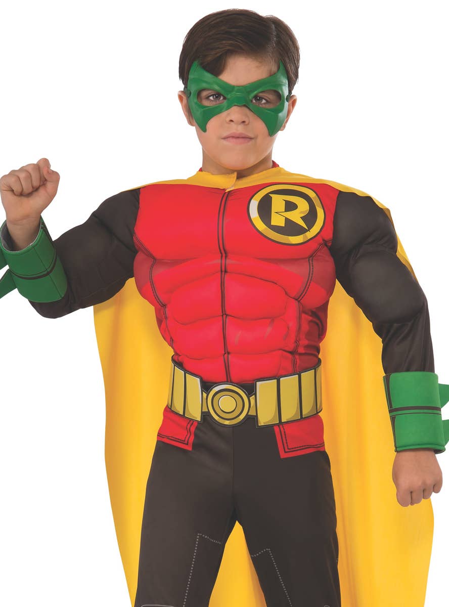 Robin Boys Batman Superhero Sidekick Book Week Fancy Dress Muscle Chest Costume Close Image