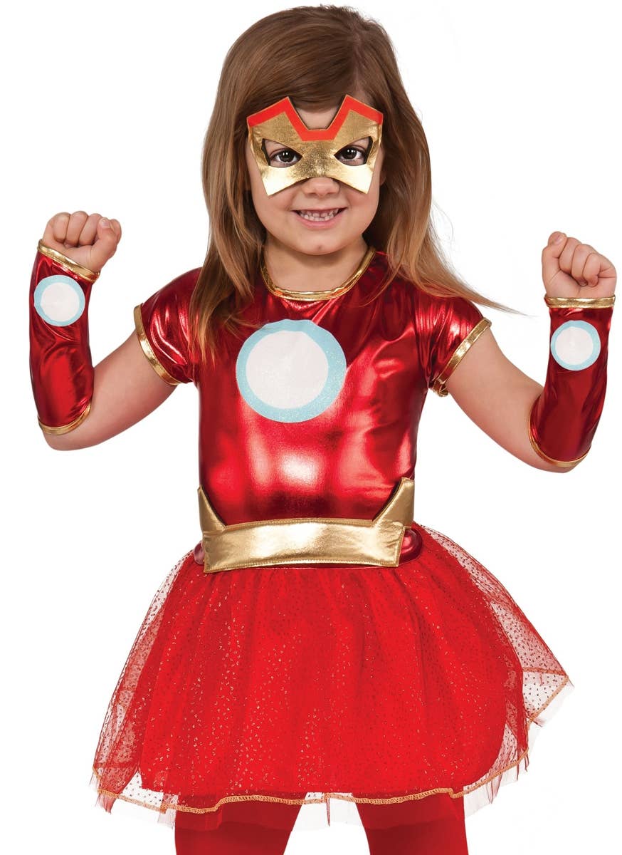 Girls Iron Man Marvel Comics Superhero Book Week Costume Close Image