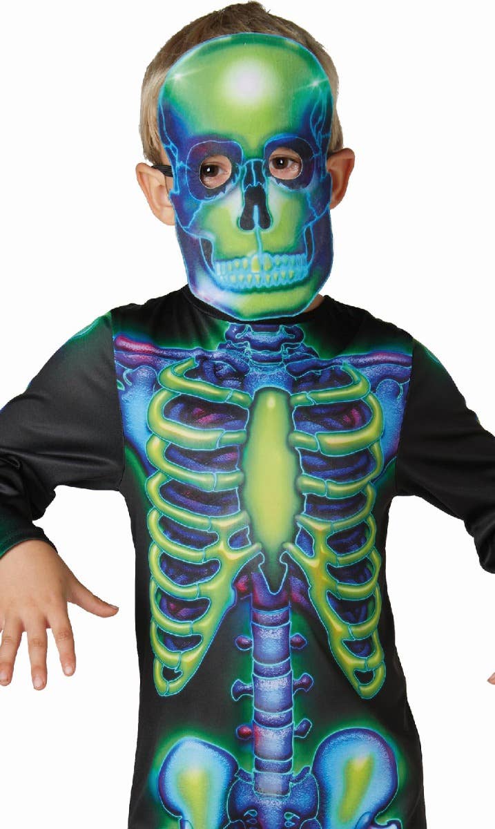 Neon Glow in the Dark Skeleton Boys Halloween Costume - Close Up