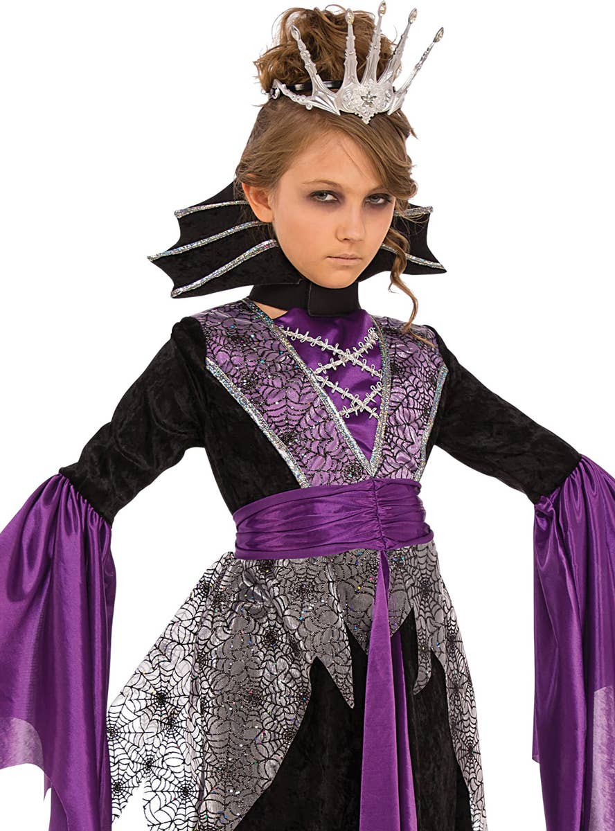 Purple and Black Girls Vampire Costume - Close Image