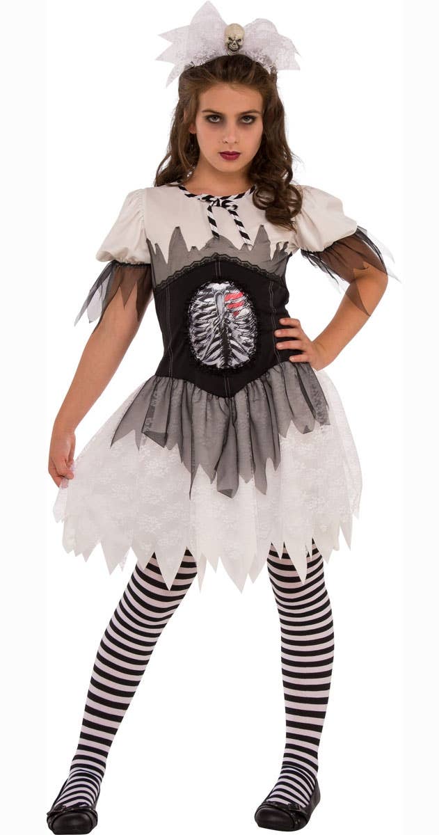 Open Rib Gothic Skeleton Halloween Teen Girls Costume Main Image