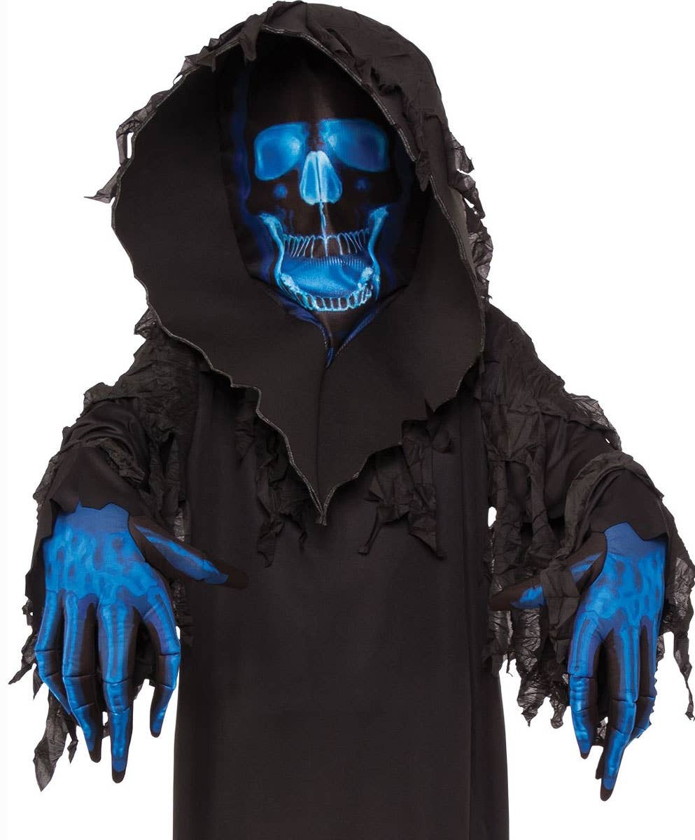 Boys Grim Reaper Skull Phantom Halloween Costume Close Image