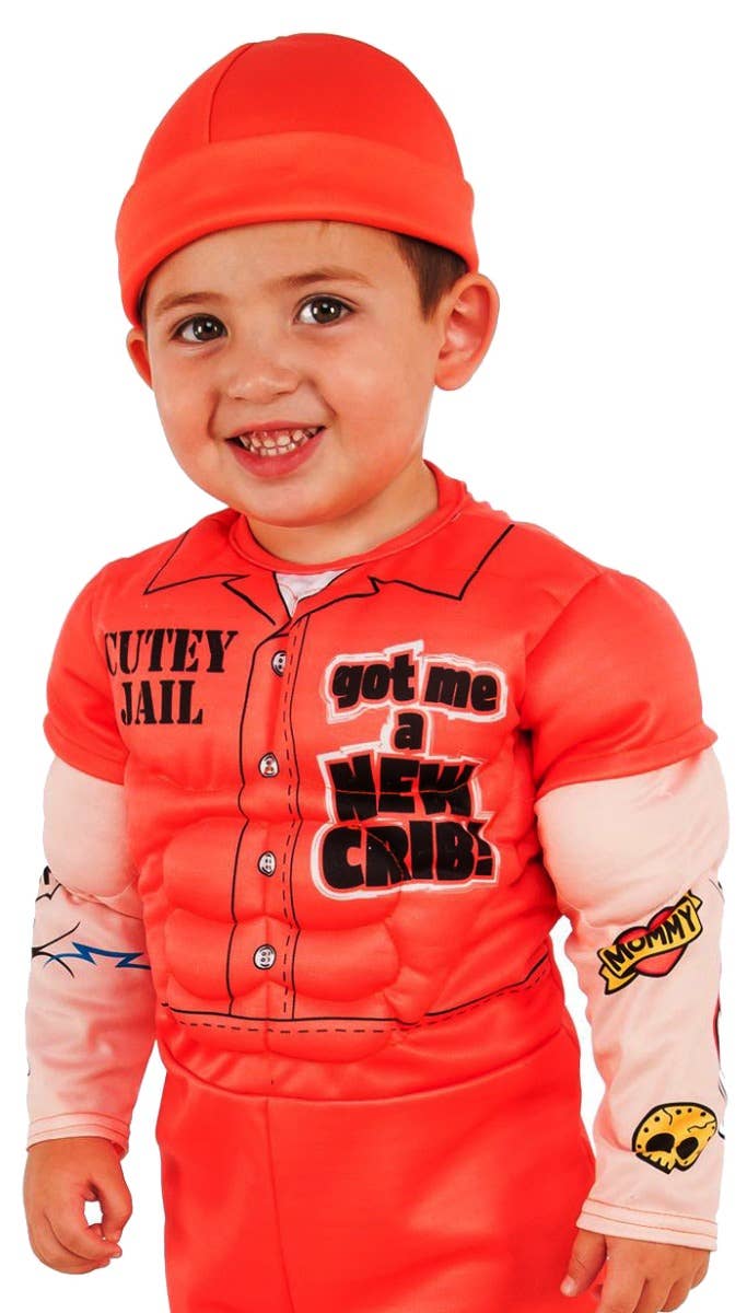 Orange Prisoner Boys Costume | Muscle Chest Convict Kids Costume