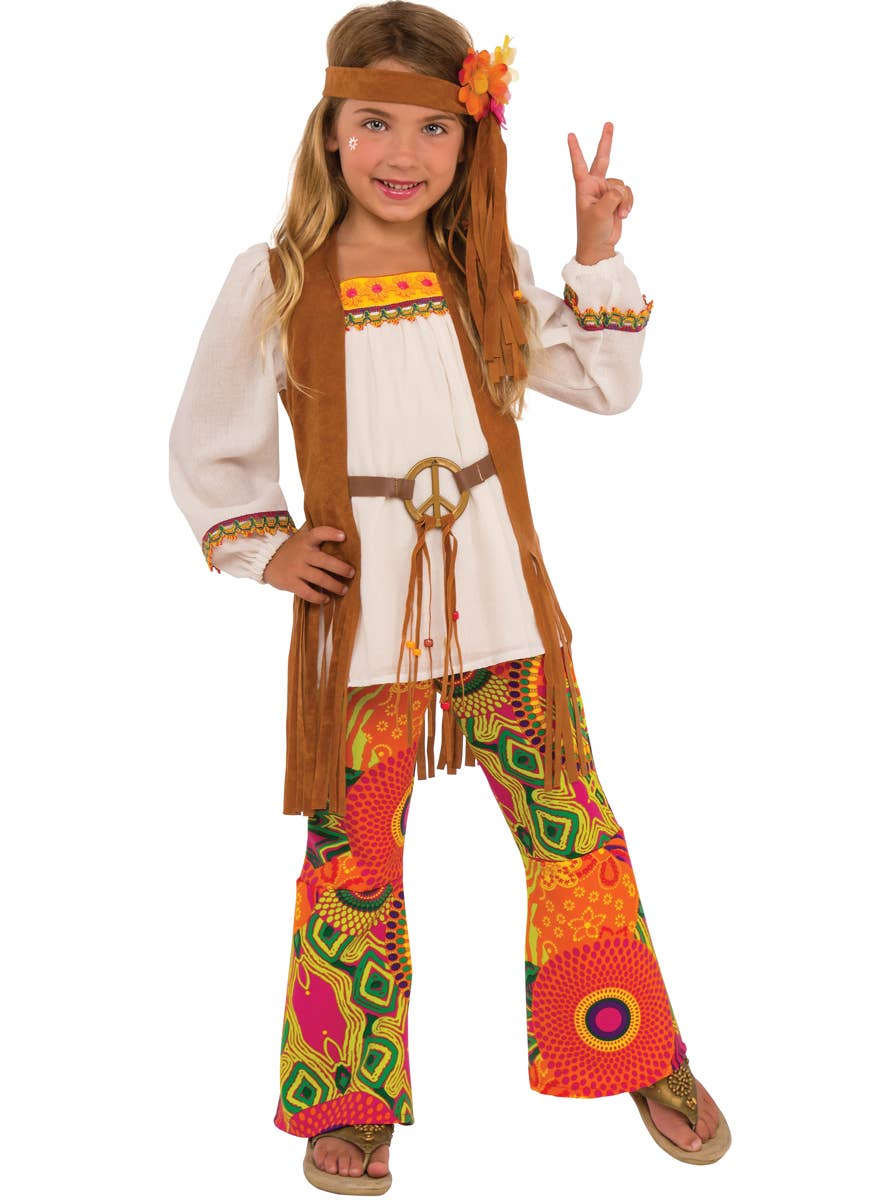 Girls 70s Hippie Costume - Main Image