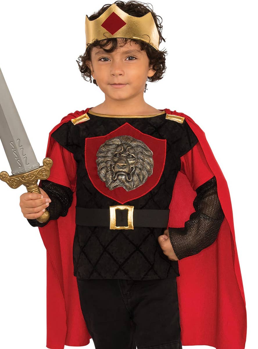 Boys Black and Red Medieval Knight Costume - Alternative Image