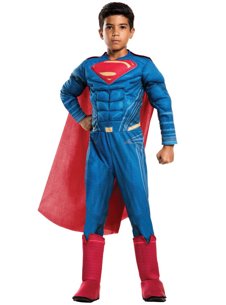 Boys Muscle Chest Justice League Superman Fancy Dress Costume Main Image