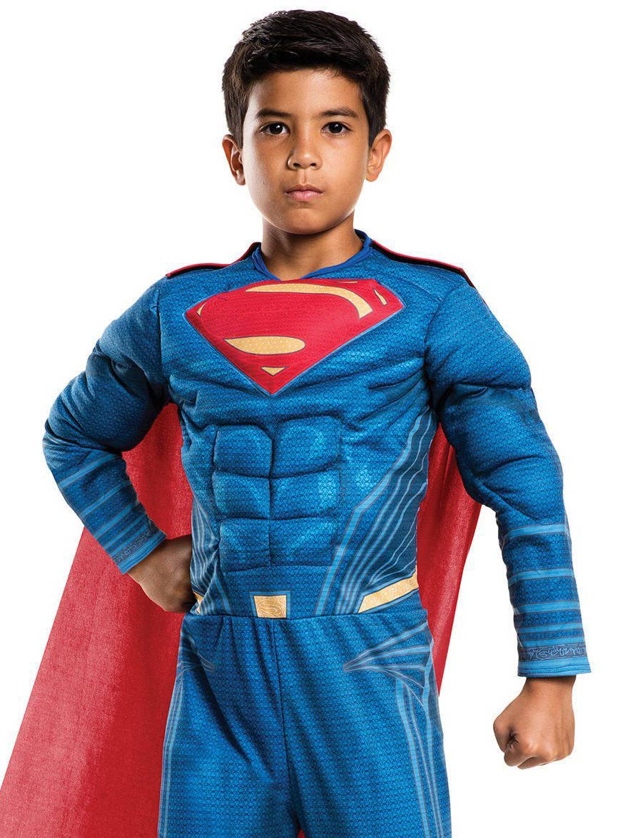 Boys Muscle Chest Justice League Superman Fancy Dress Costume Zoom Image