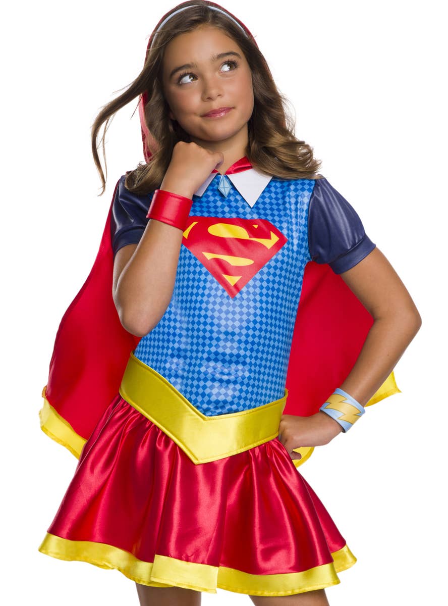 Girls DC Super Hero Supergirl Book Week Fancy Dress Costume Close Image