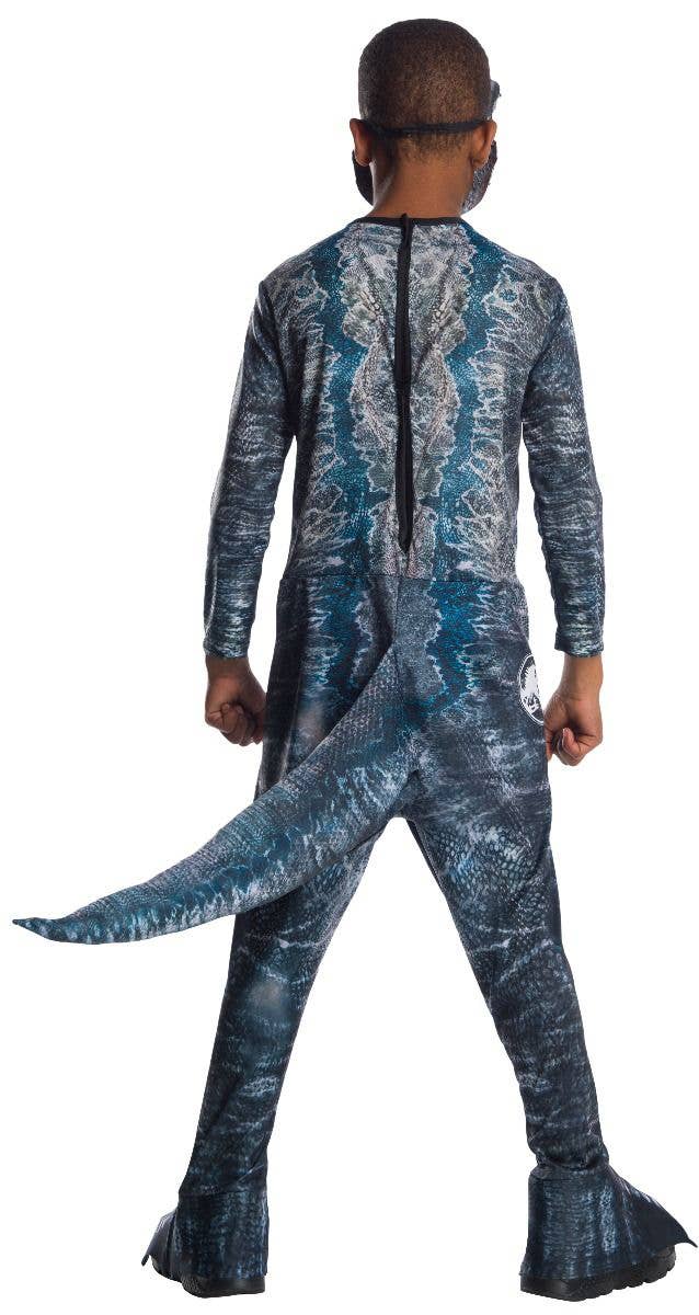 Blue Jurassic World Velociraptor Dinosaur Kids Fancy Dress Book Week Costume Back Image
