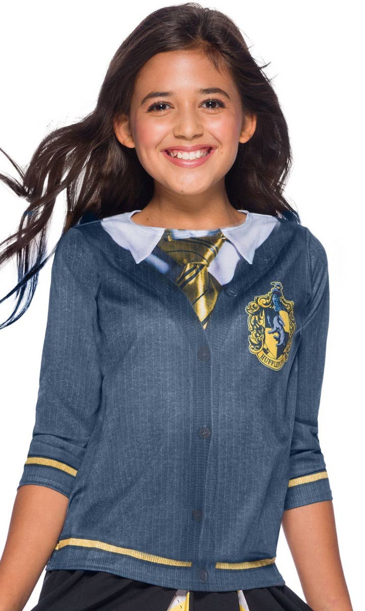 Girls Hufflepuff Printed Harry Potter Costume Shirt Close Image