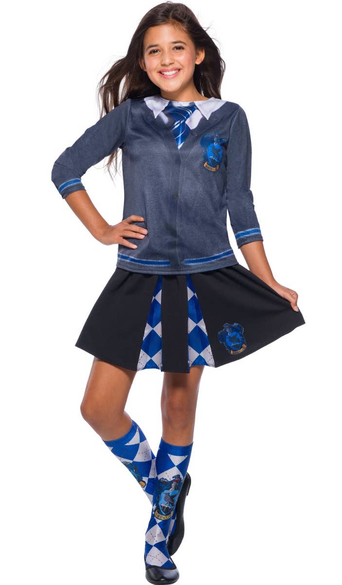 Girls Printed Ravenclaw Harry Potter Costume Top Main Image
