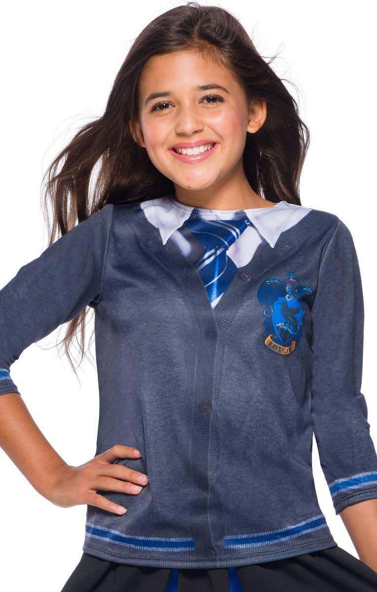 Girls Printed Ravenclaw Harry Potter Costume Top Close Image