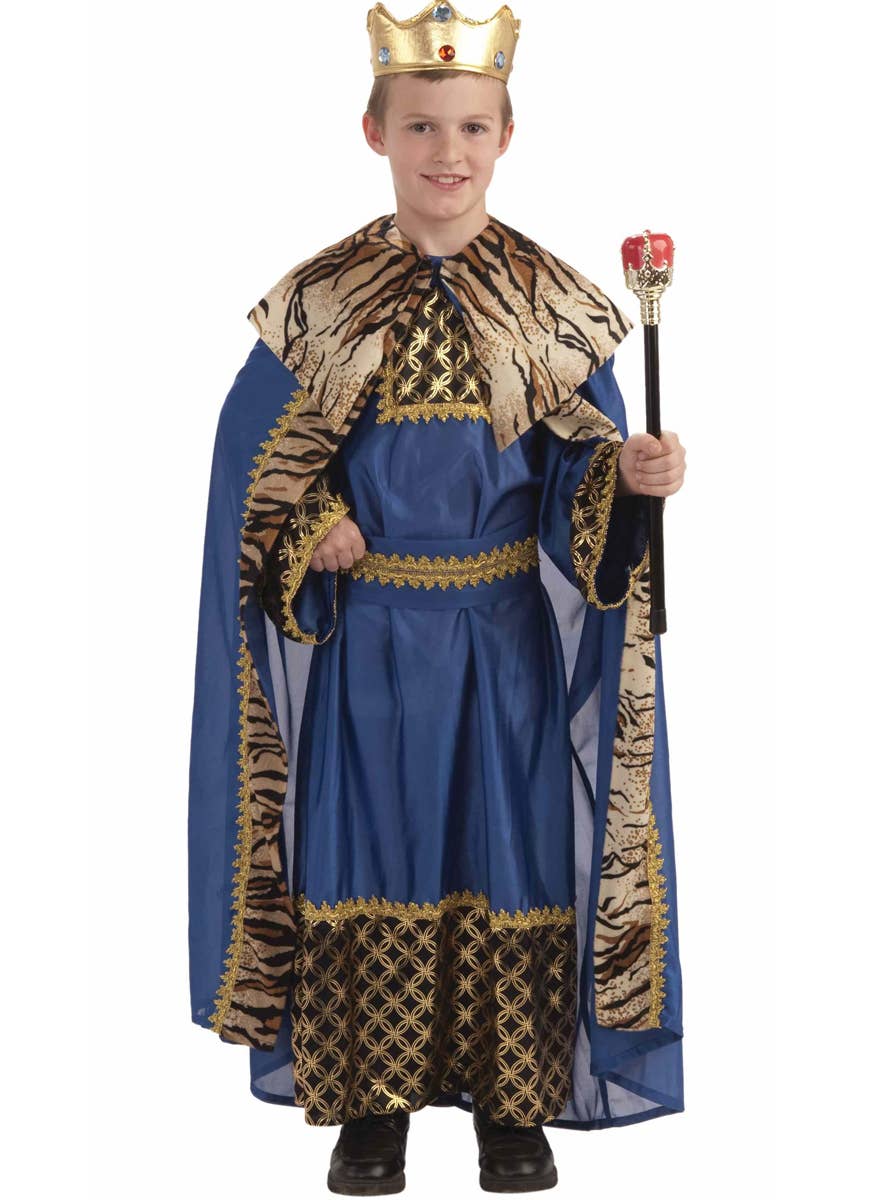 Royal Blue King of the Kingdom Boys Medieval Book Week Fancy Dress Costume Main Image