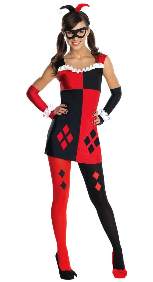 Tween Girl's Red and Black Harley Quinn Costume