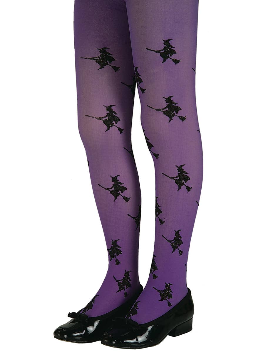 Girls Purple Witch Halloween Stockings