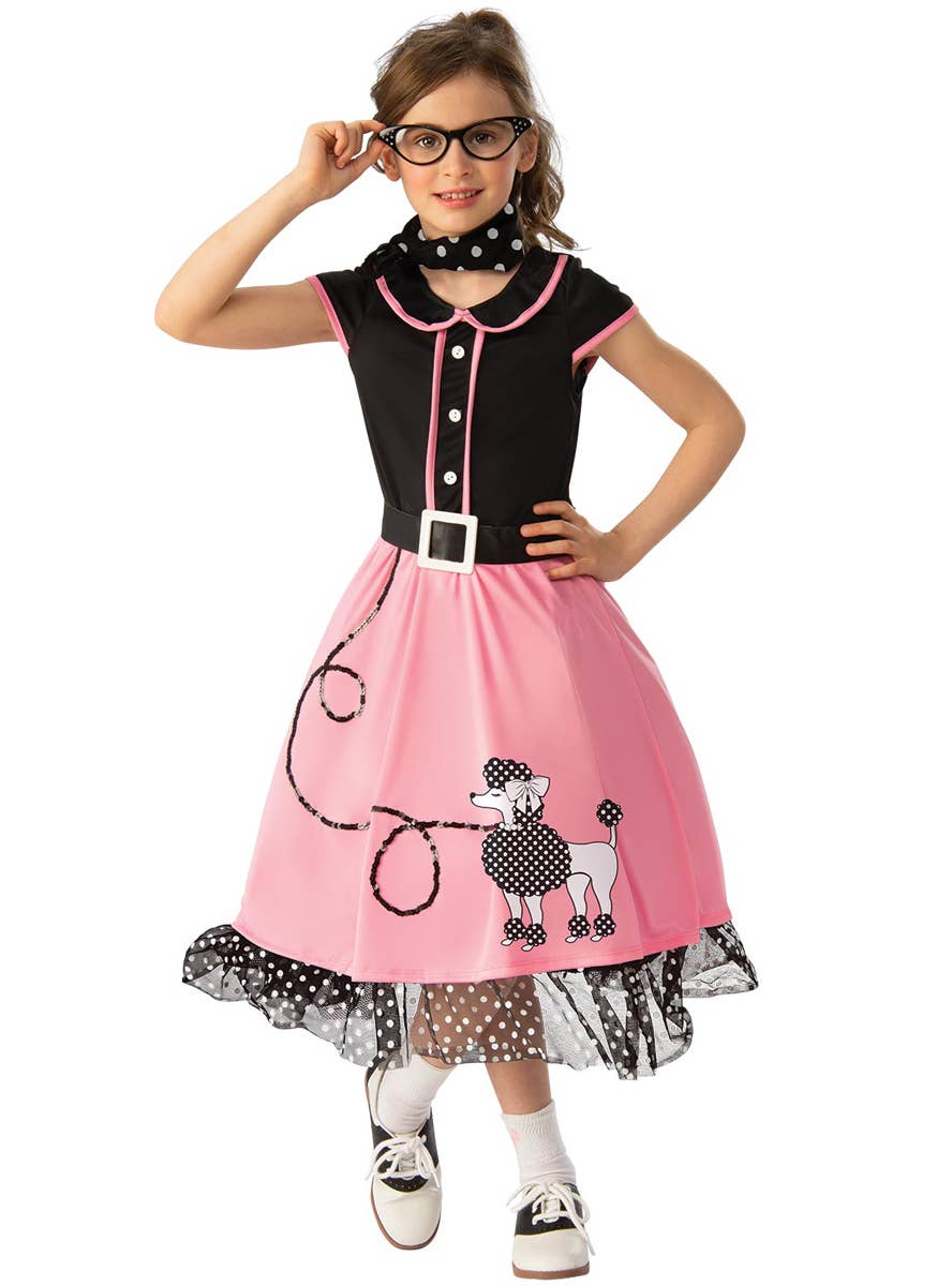 Bopper Girl's 1950s Poodle Skirt Fancy Dress Costume