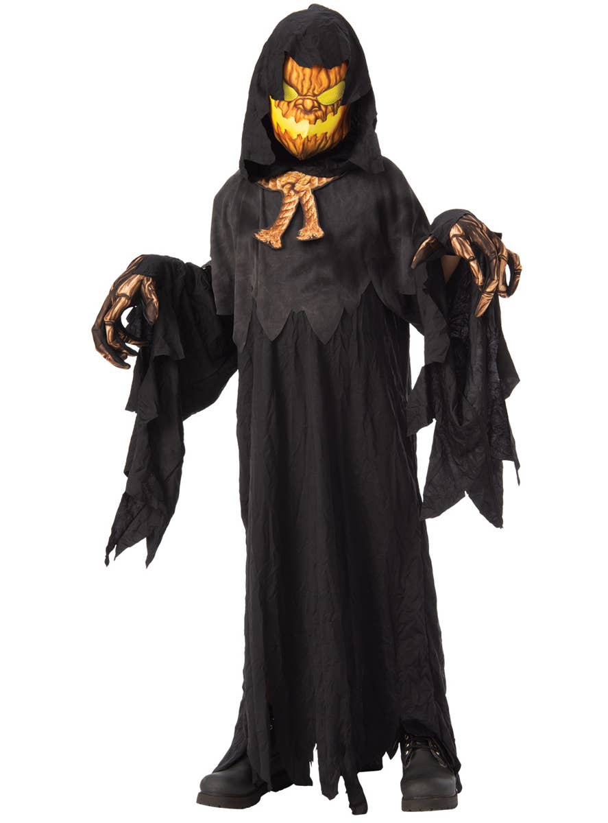 Hooded Possessed Jack O Lantern Pumpkin Halloween Costume for Boys