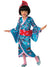 Japanese Geisha Girl's Blue and Pink Cherry Blossom Princess Dress Up Costume