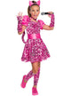 Pink Leopard Print Girl's Kat (Heart Emoji) Cat Costume - Front Image