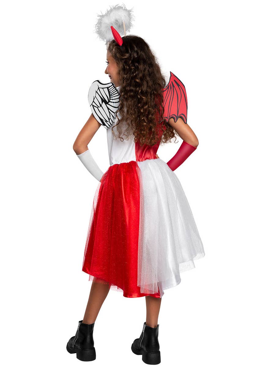 Red and White Split Angel and Devil Diabla Halloween Costume - Back Image