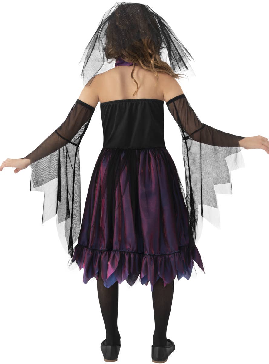 Girl's Purple and Black Gothic Princess Halloween Costume - Back Image