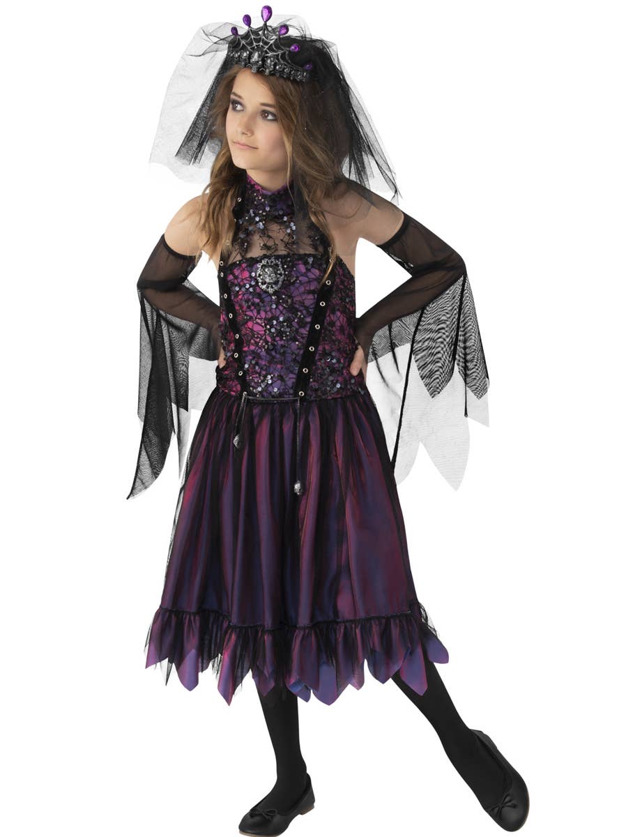 Girl's Purple and Black Gothic Princess Halloween Costume - Alternate Image