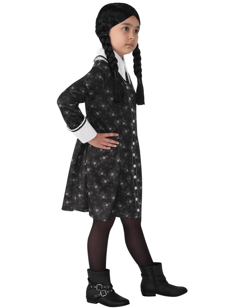 Addams Family Girls Wednesday Fancy Dress Costume- Side Image