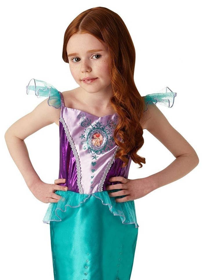 Girls Ariel Little Mermaid Costume - Close Up Image