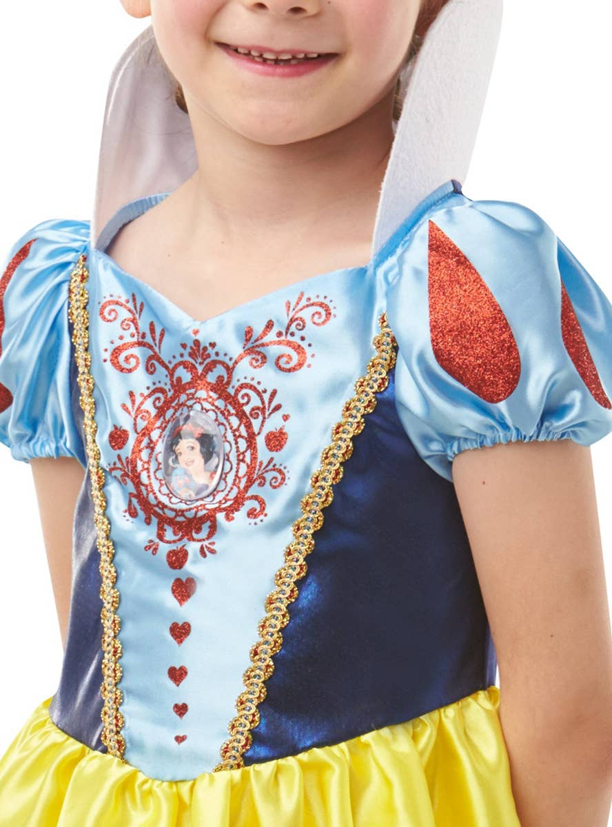 Snow White Disney Princess Costume for Girls - Close Up Image 2