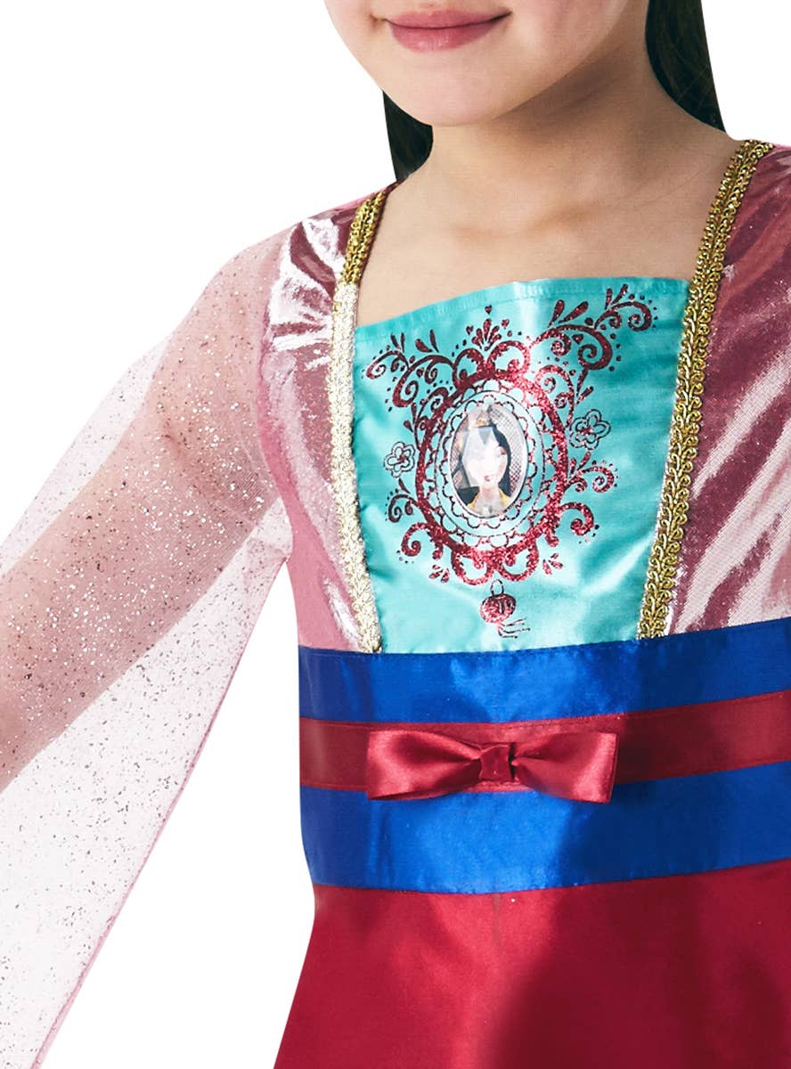 Girls Mulan Disney Princess Costume - Close Up Image 1