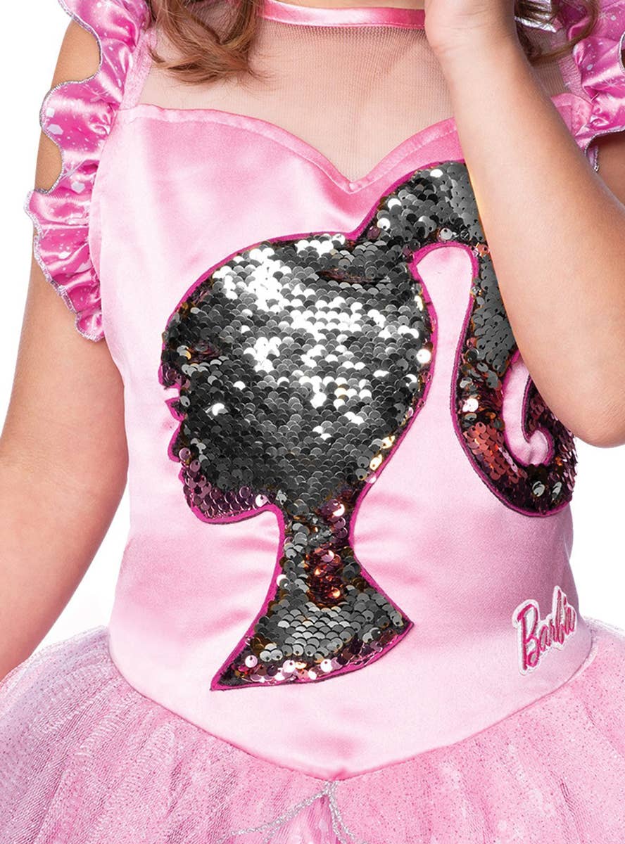 Girls Pink Barbie Princess Costume - Close Up Image 1