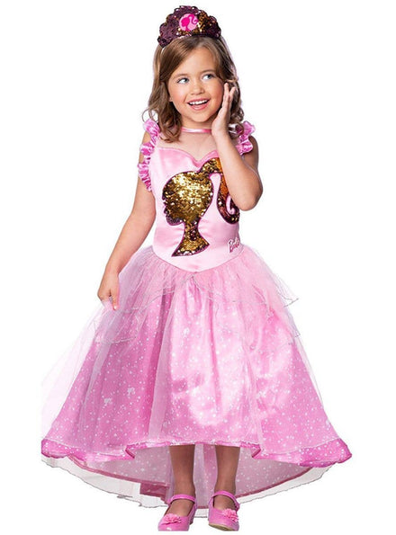 Girls Pink Barbie Princess Costume - Main Image