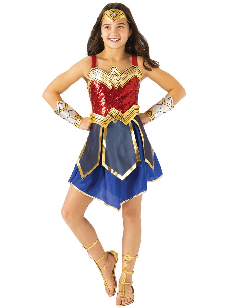 Girls Deluxe Sequinned Wonder Woman Costume