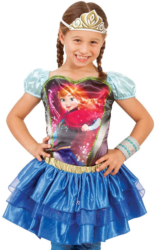 Girls Dark Blue Satin Disney Anna Tutu Skirt Close Image