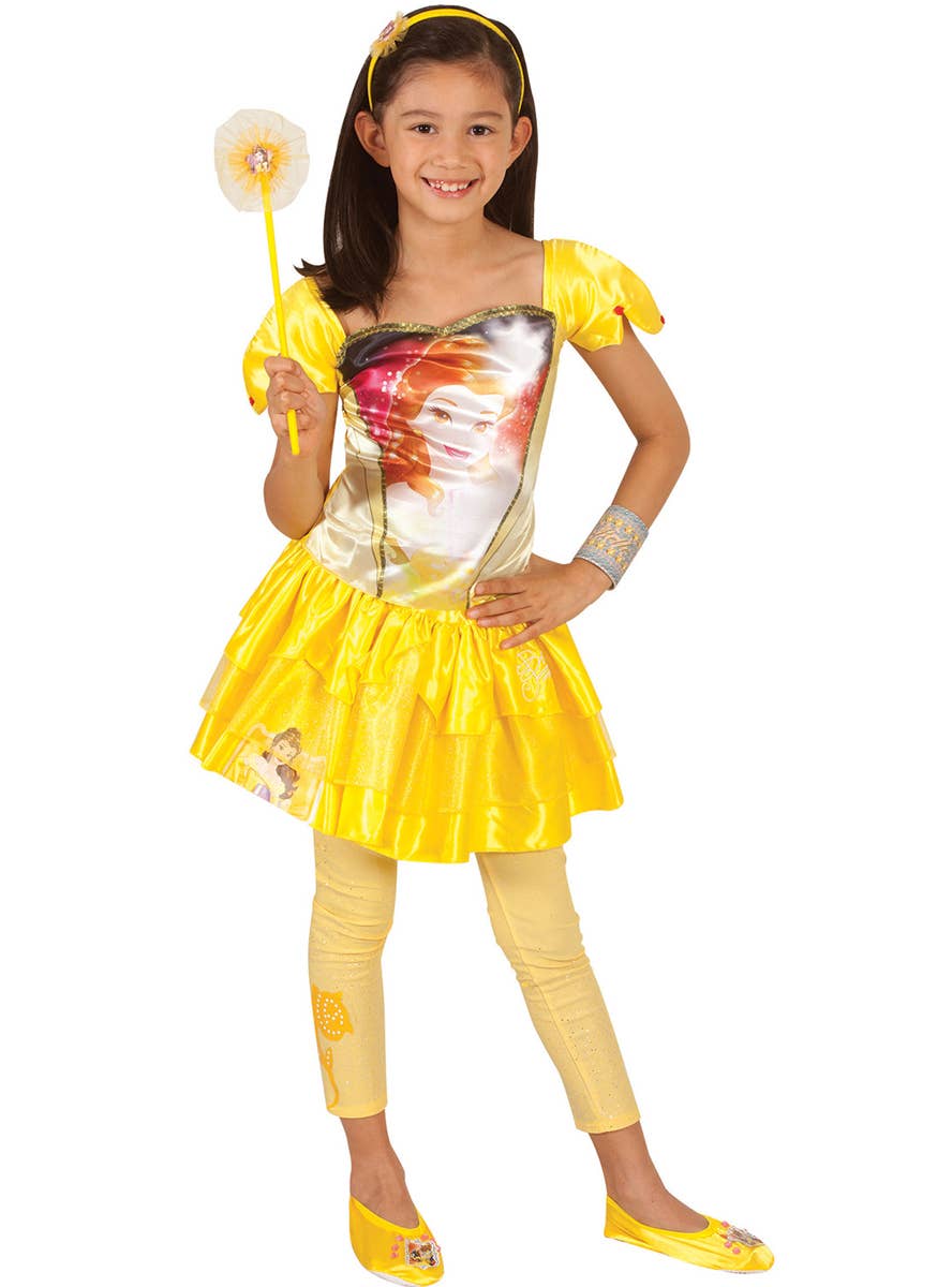 Girls Yellow Princess Belle Character Print Costume Top Main Image