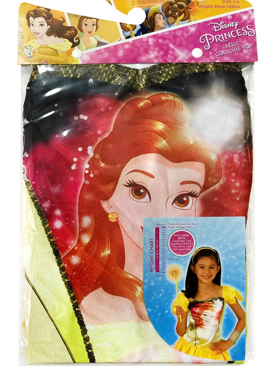 Girls Yellow Princess Belle Character Print Costume Top Packaging Image