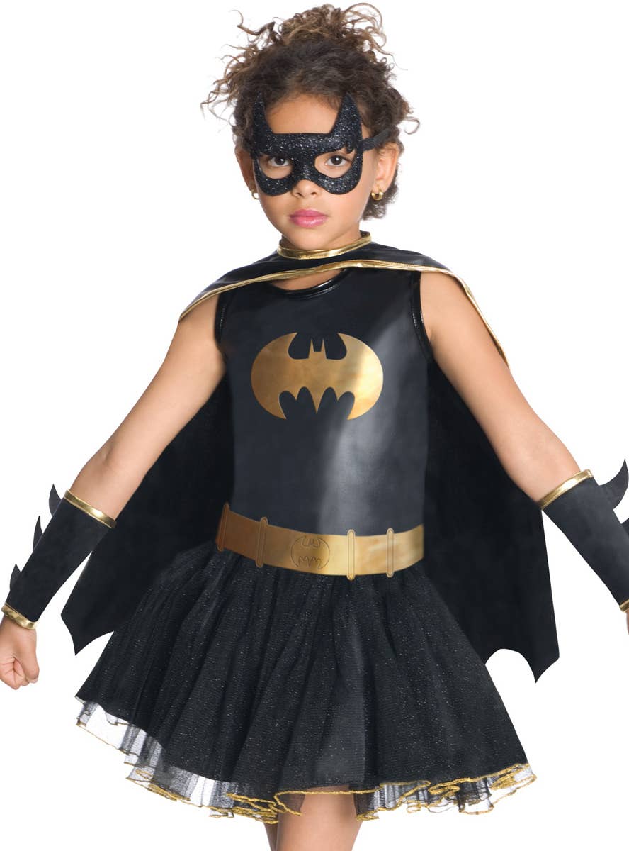 Girls Batgirl Tutu Superhero Costume Dress - Front Close Up Image