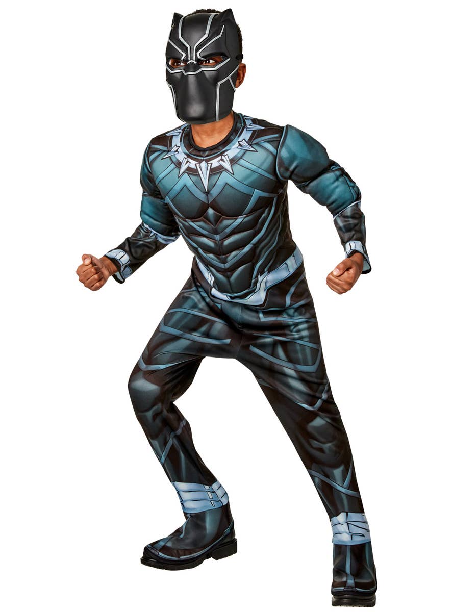 Boys Black and Blue Deluxe Black Panther Costume - Alternate Front Image