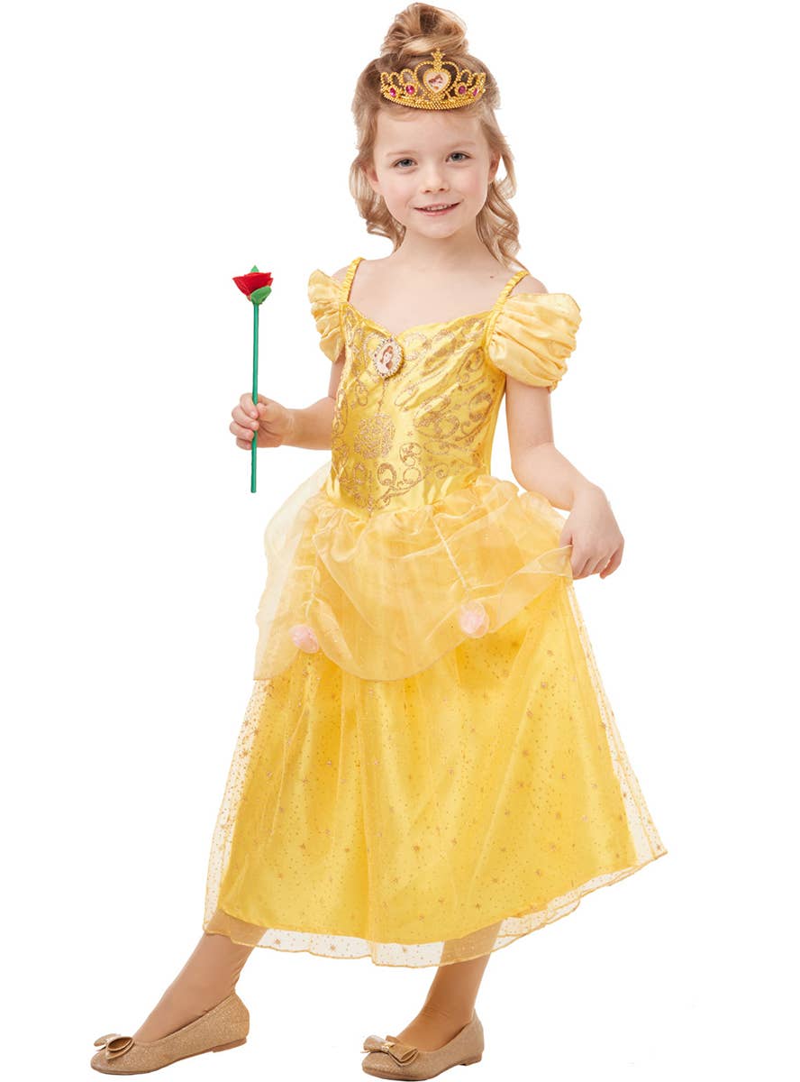 Girls Glittery Belle Disney Costume - Alternate Image