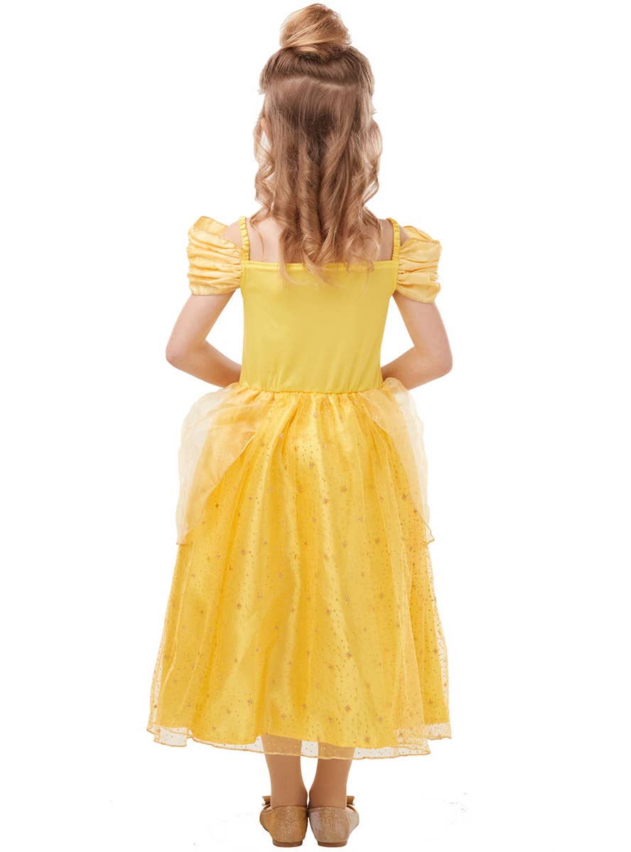 Girls Glittery Belle Disney Costume - Back Image