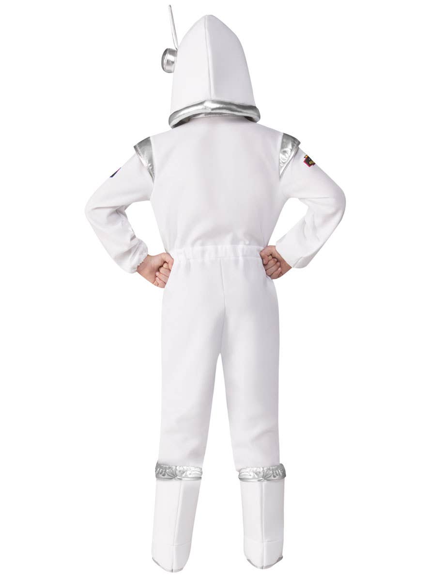 White and Silver Astronaut Boy's Space Suit Costume - Back Image