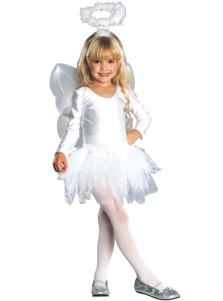 White Angel Fancy Dress Costume for Girls - Main Image