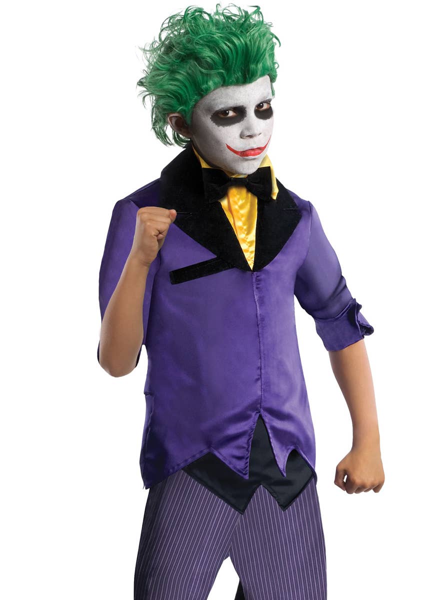 Boy's Gotham Joker Batman Villain Costume Close View