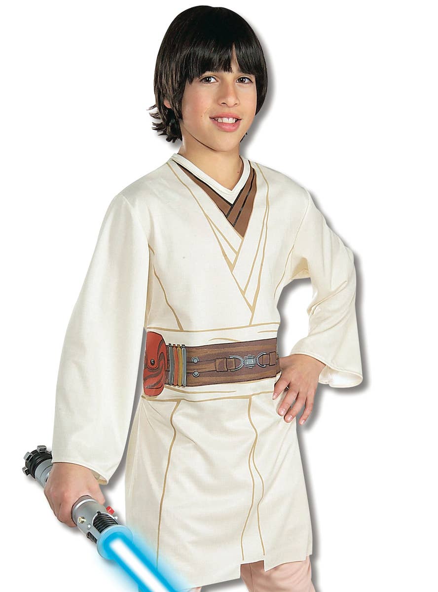 Obi Wan Kenobi Boys Star Wars Fancy Dress Costume Close Image